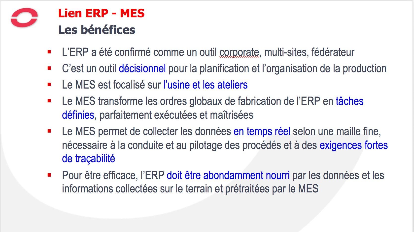 ERP-MES : bénéfices