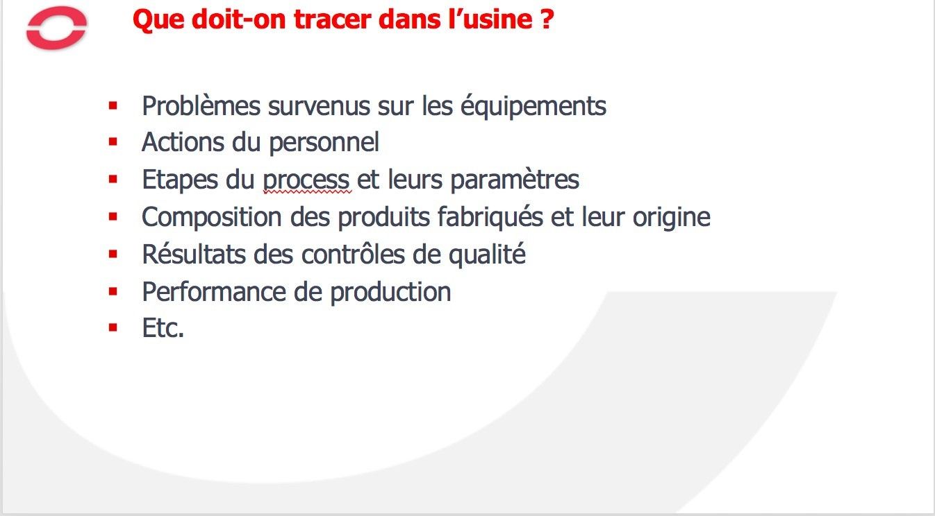 Traçabilité dans l'usine