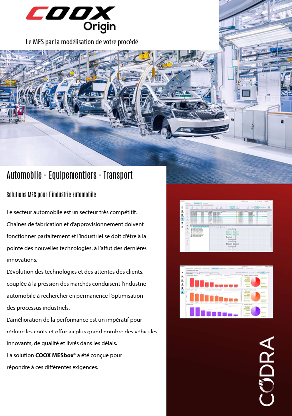 Logiciel MES pour l'Industrie automobile