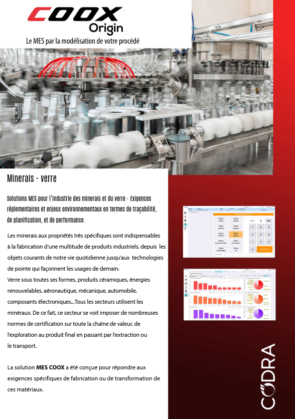 Logiciel MES pour l'Industrie des minerais et du verre